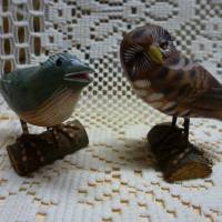 2 Vogel-Figuren auf Holz - Eule Bild 1