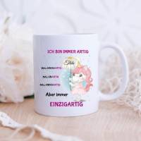 Personalisierte Tasse mit Name Mädchen Einhorn Bild 2