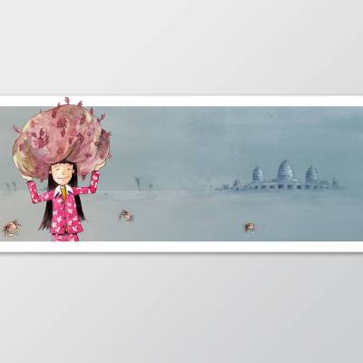 Asien Reise-Poster Angkor Wat *Mädchen mit Krabbenhut*