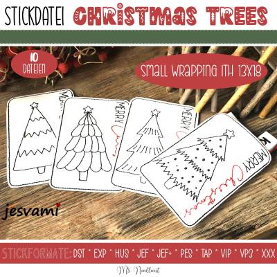 Digitale Stickserie Small Wrapping Christmas Trees ITH 13x18 (5x7")