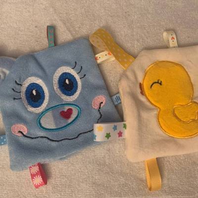 Stickdatei Schmusetuch Baby Ente und Gesicht In the Hoop ITH  Maschinenstickerei Set 650 Schnullertuch