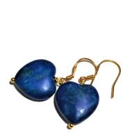 Ohrringe blau Lapislazuli Herz royalblau an 925er Silber vergoldet handgemacht als Geschenk für sie Bild 1