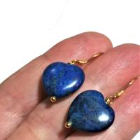 Ohrringe blau Lapislazuli Herz royalblau an 925er Silber vergoldet handgemacht als Geschenk für sie Bild 2