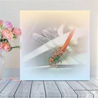 Flügeltiere LIBELLE in Pastell Bild auf Holz Leinwand Print Wanddeko Landhausstil VintageStyle ShabbyChic online kaufen Bild 2