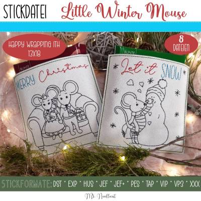 Digitale Stickserie Happy Wrapping Little Winter Mouse ITH 13x18 (5x7")