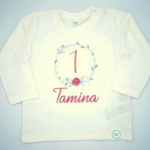 Geburtstagsshirt für Babys Mädchen Geschenk zum Geburtstag Zahlenshirt T-Shirt Langarmshirt viele Farben personalisiert Bild 8