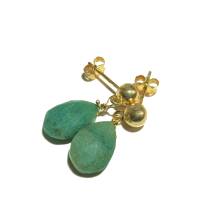 Smaragd Ohrstecker handgemacht Tropfen 10 x 15 mm an 925er Silber vergoldet Ohrringe Geschenk Bild 2