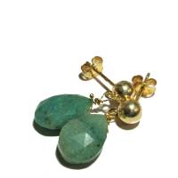 Smaragd Ohrstecker handgemacht Tropfen 10 x 15 mm an 925er Silber vergoldet Ohrringe Geschenk Bild 3