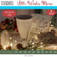 Digitale Stickserie Little Winter Mouse Mug Rugs ITH 13x18 (5x7") Bild 1