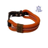Hundehalsband, verstellbar, orange, rosegoldfarben, Leder und Schnalle Bild 1