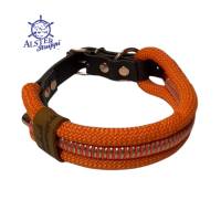 Hundehalsband, verstellbar, orange, rosegoldfarben, Leder und Schnalle Bild 2