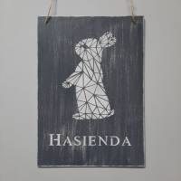 Holzschild "Hasienda" anthrazit oder rosa Bild 1