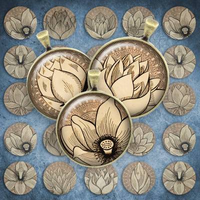 308 - Cabochon Vorlagen, 25mm 18mm 14mm 12mm, rund, Cabochon Motive, Bottle Cap images Yoga Lotusblume Buddhismus