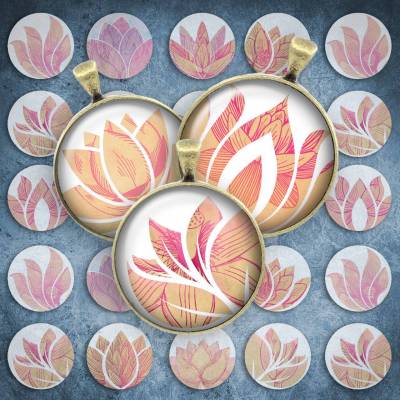 309 - Cabochon Vorlagen, 25mm 18mm 14mm 12mm, rund, Cabochon Motive, Bottle Cap images Yoga Lotusblume Buddhismus