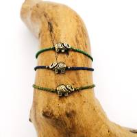 Schmales Makramee Armband mit Messing Elefant in deiner Wunschfarbe Bild 1