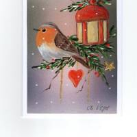 Weihnachtskarte-  Stimmungskarte  " Friedvolle Weihnachtszeit "  handgemalt