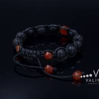 Herren Armband aus Edelsteinen Achat Lava Onyx mit Knotenverschluss, Makramee Armband, 10 mm Bild 3