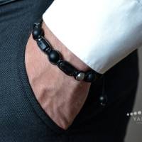 Herren Armband aus Edelsteinen Turmalin Onyx Hämatit mit Knotenverschluss, Makramee Armband, 10 mm Bild 8