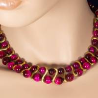Halskette Damen Edelsteinkette Collier Schmuck aus Tigerauge, pink gefärbt Bild 4