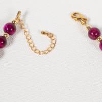 Halskette Damen Edelsteinkette Collier Schmuck aus Tigerauge, pink gefärbt Bild 9