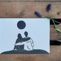 Linoldruck – The Couple – A5 – Wandkunst – Liebe – Freundschaft - Blockdruck – Print – Handgefertigt - Linolschnitt Bild 1