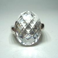 Zeitlos moderner Silber Designer Ring mit Bergkristall RG 50 Bild 2