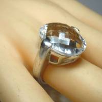Zeitlos moderner Silber Designer Ring mit Bergkristall RG 50 Bild 4