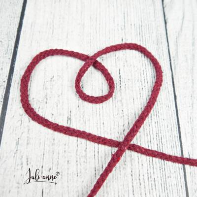 Baumwoll - Kordel rund 5mm - Rotbraun / Bordeaux