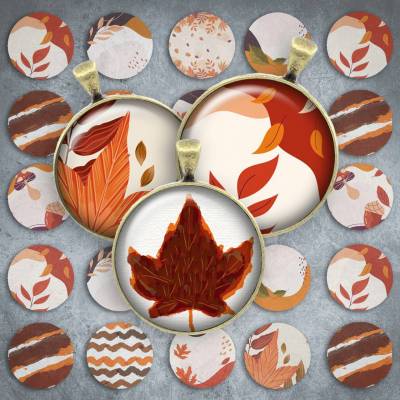 310 - Cabochon Vorlagen, 25mm 18mm 14mm 12mm, rund, Cabochon Motive, Bottle Cap images Herbst Blätter Pastell