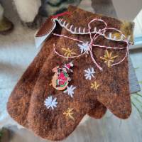 Damen Filzhandschuhe, Winter, braun, handgefilzt Bild 1