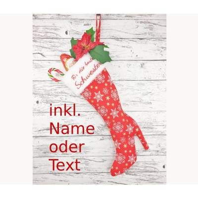 Nikolausstiefel personalisiert Highheel aus Stoff zum Befüllen