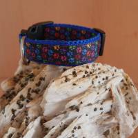 Halsband Hundehalsband Gr. 25-35 cm verstellbar ungepolstert od. gepolstert Muster bunte Pfötchen Bild 3