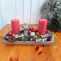 Adventsgesteck mit Kerzen, Weihnachtsgesteck Bild 1