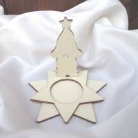 Kerzen-Wichtel Egon mit Teelicht-Stern, Steckset aus Holz Bild 2