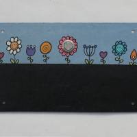 Klingelschild Schiefer Blumen, Schieferschild mit Klingeltaster, Familienschild Wunschname, Namensschild personalisiert Bild 4