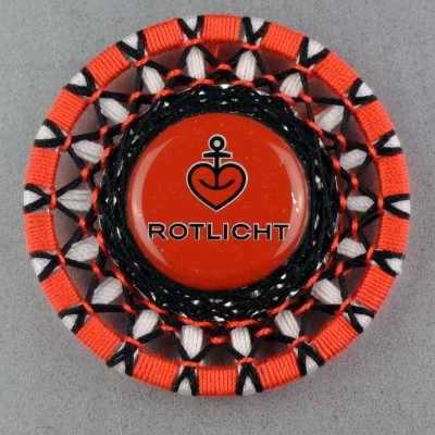 Kühlschrankkunst - Zwirnknopf-Magnet Rotlicht