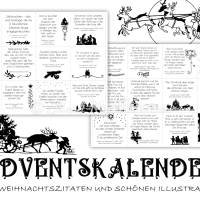WEIHNACHTSZITATE Adventskalender illustriert Zitate Dichter Papier oder digital Adventskalender Geschenk Adventkalender Bild 1