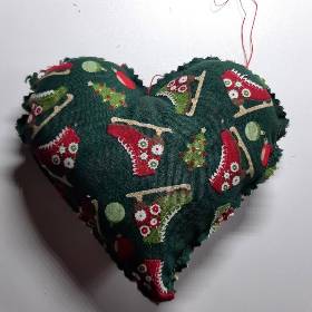 Stoffherz Weihnachten, Deko Herz zum Aufhängen, Schlittschuhe