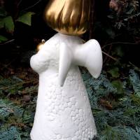 30 cm großer Goebel Engel Kerzenleuchter weiß/gold Bild 3