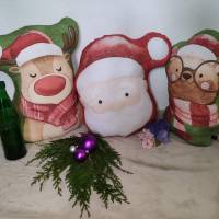 XXL Weihnacht-Kuschel-Kissen als Bär oder Weihnachtsmann, Kissen, Formkissen,  Dekokissen, umweltfreundlichen Bio Farben Bild 4