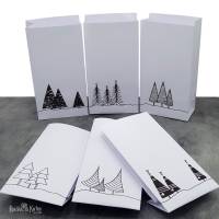6 Papiertüten mit Tannenbäumen als Geschenktüten, Adventskalendertüten oder Lichtertüten (2) Bild 1