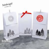 6 Papiertüten mit Tannenbäumen als Geschenktüten, Adventskalendertüten oder Lichtertüten (2) Bild 4