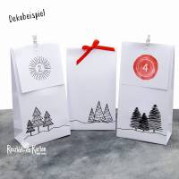 6 Papiertüten mit Tannenbäumen als Geschenktüten, Adventskalendertüten oder Lichtertüten (1) Bild 4