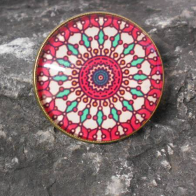 mandalas Mandala Brosche 30 mm rund mit Glascabochon