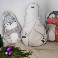 XXL Weihnacht Kuschel Kissen als Pinguin oder Eisbär, Puppen Kissen, Formkissen,  Dekokissen, mit umweltfreundlichen Bi Bild 3