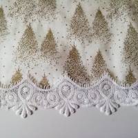 Weihnachten, Scheibengardine Landhausstil, Tannenbäume, weiß/creme mit Golddruck Bild 4
