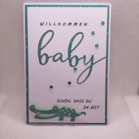 Babykarte - zur Geburt, neutral gehalten, Krokodil Bild 1