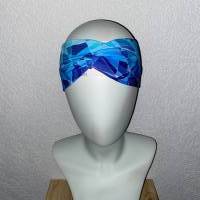 Stirnband Knotenstirnband Eiskristalle blau türkis weiß Bild 2