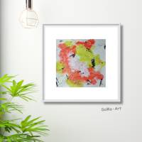Acrylbild abstrakt und  ungerahmt, aus der Serie Moments in leuchtendem Maigrün und Orange, kleine Kunst für die Sinne Bild 3