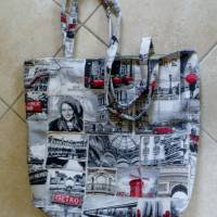 Shopper Bag XXL / der ideale Alltagsbegleiter aus festem Dekostoff / Jaquard - " Städtetrip - Paris " Grau / Sch Bild 7